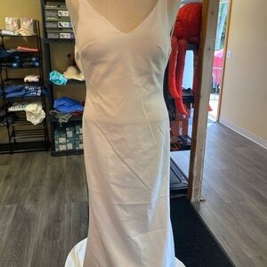 Drape Back Sheath Wedding Dress Simple Sleeveless